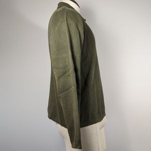 2000'S Eddie Bauer henley neck ribbed cotton knit sweater, made in the USA, men's size L cotton green type Vintage Second Hand